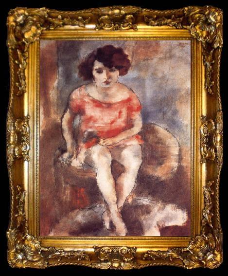 framed  Jules Pascin The woman wearing the red garment, ta009-2